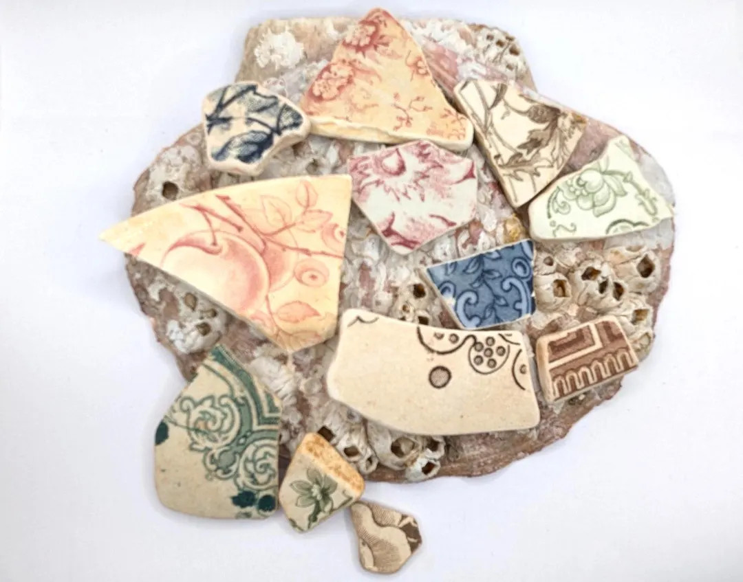 Mixed Colour Transferware Scottish Sea Pottery Sherds, Vintage Sea Worn Multicoloured Victorian P... | Etsy (Global)
