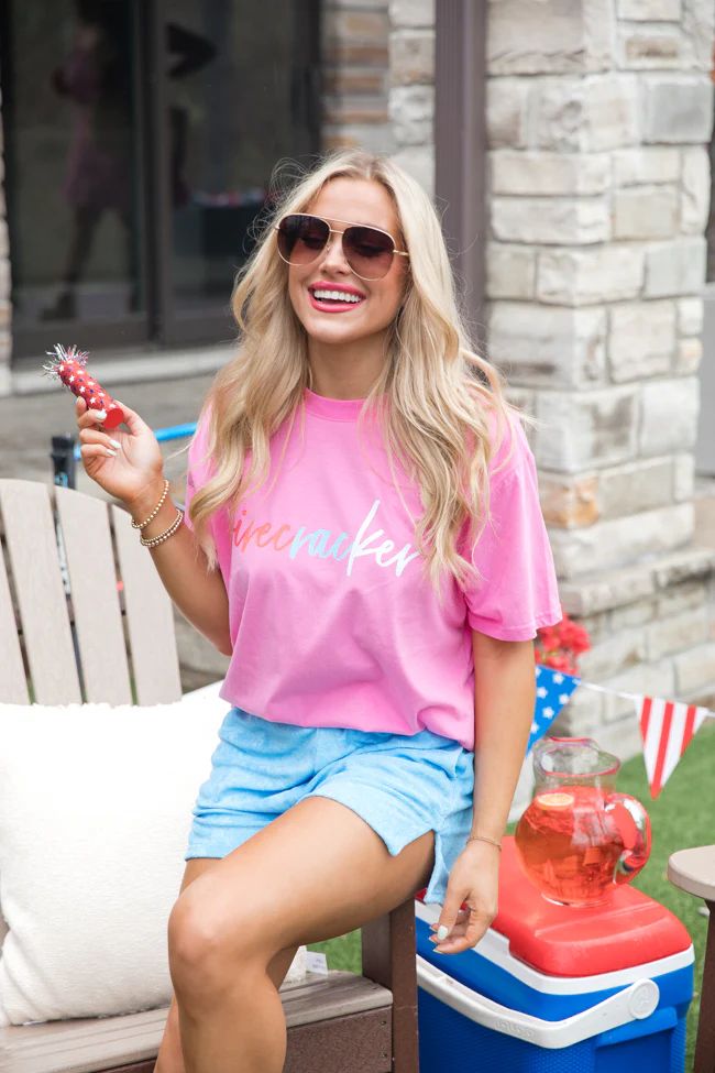 Firecracker Hot Pink Graphic Tee | Pink Lily