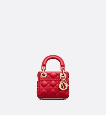Micro Lady Dior Bag Scarlet Red Cannage Lambskin | DIOR | Dior Couture
