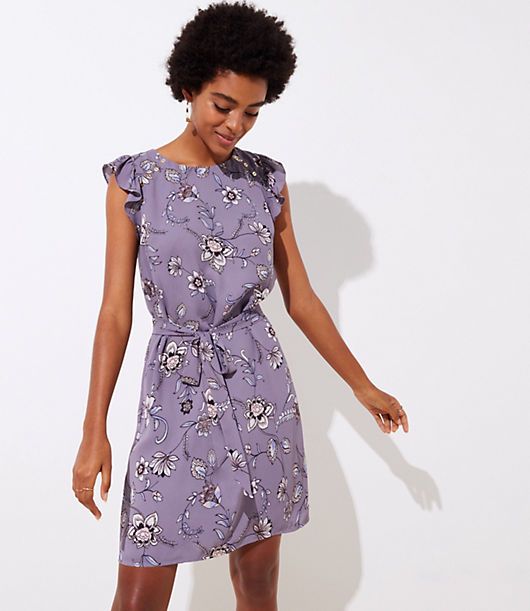 LOFT Lilac Garden Button Flutter Dress | LOFT