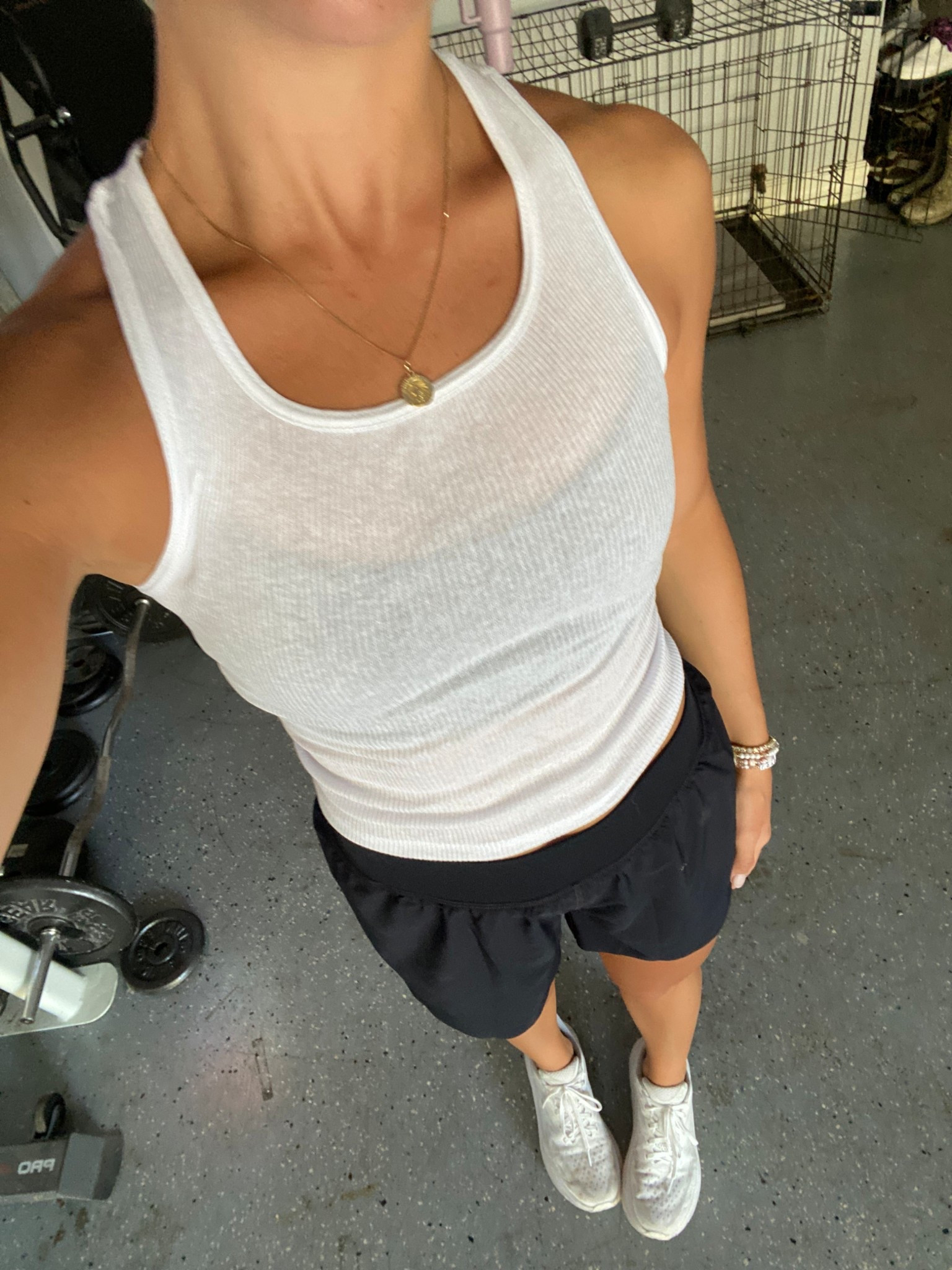 Favorite workout outfit rn — Hanes boy tank (size medium), Hanes tank top, CRZ yoga sports bra + CRZ yoga dolphin running shorts! 

#LTKStyleTip #LTKFindsUnder50 #LTKActive