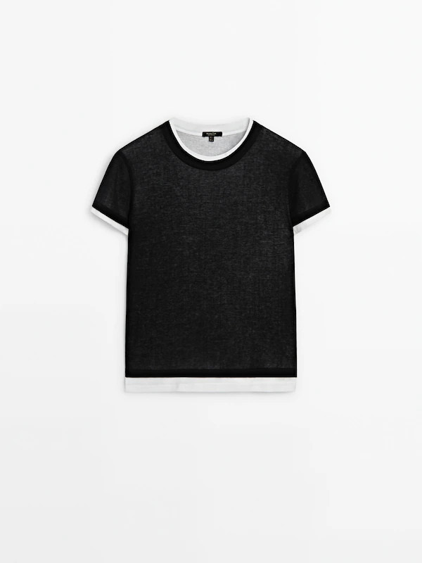 Ribbed double short sleeve T-shirt | Massimo Dutti US