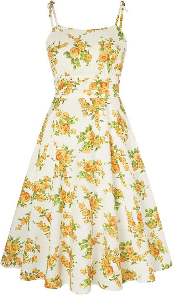 Belle Poque 2026 Summer Dress for Women Spaghetti Strap Flowy Midi Beach Sundress Vintage Wedding... | Amazon (US)