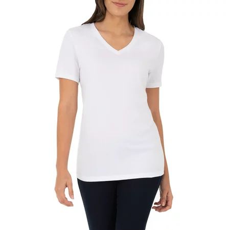 Time and Tru Women's Short Sleeve V-Neck Tee | Walmart (US)