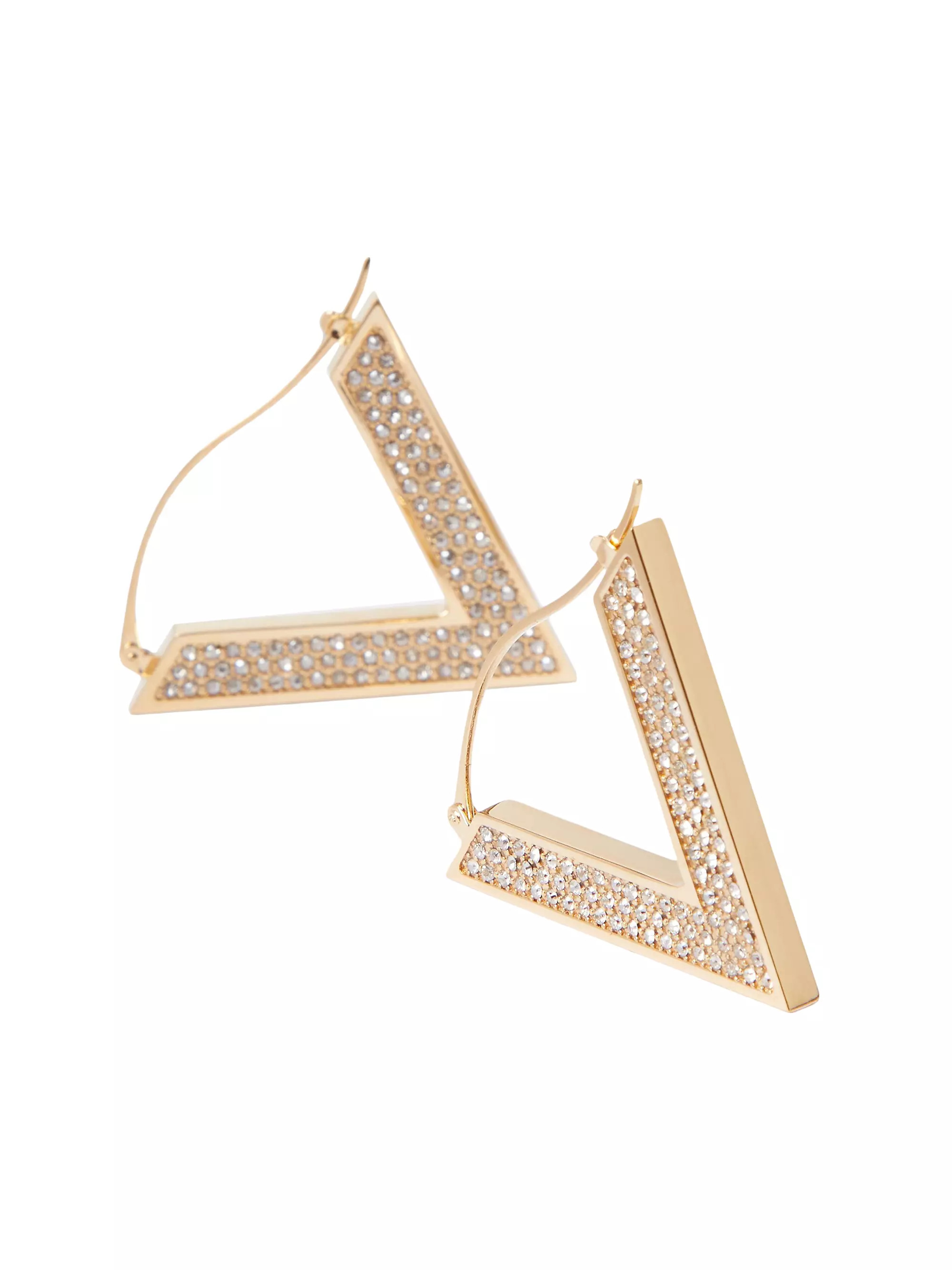 V Detail Metal And Swarovski® Crystal Earrings | Saks Fifth Avenue