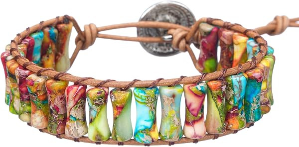 Women Boho Handmade Natural Stone Crystal Leather Bead Wrap Bracelets Collection | Amazon (US)