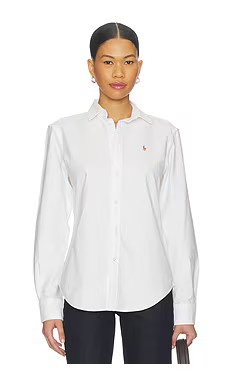 Polo Ralph Lauren Long Sleeve Button Front Shirt in White from Revolve.com | Revolve Clothing (Global)