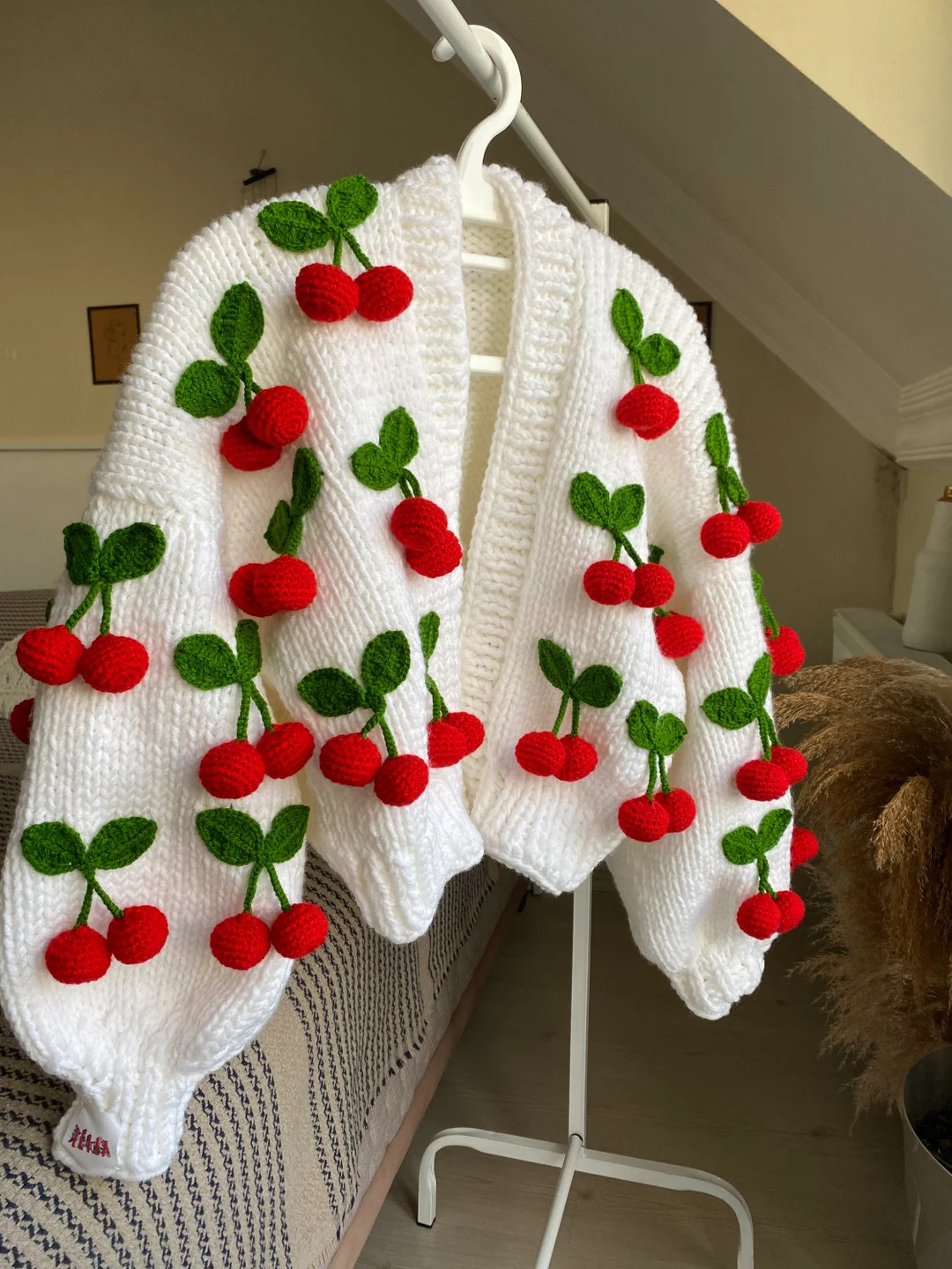 Leilayca, Cherry Cardigan , 3d Cherry embroidered , chunky woman cardigan , Cherry Sweater ,  chr... | Etsy (US)