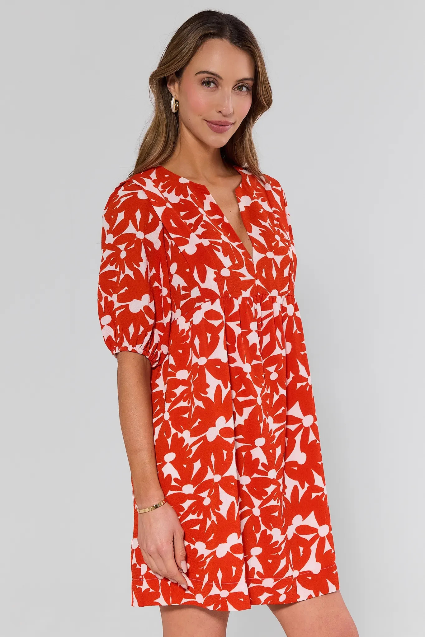 Rita Orange Floral Print Short Dress | Avara