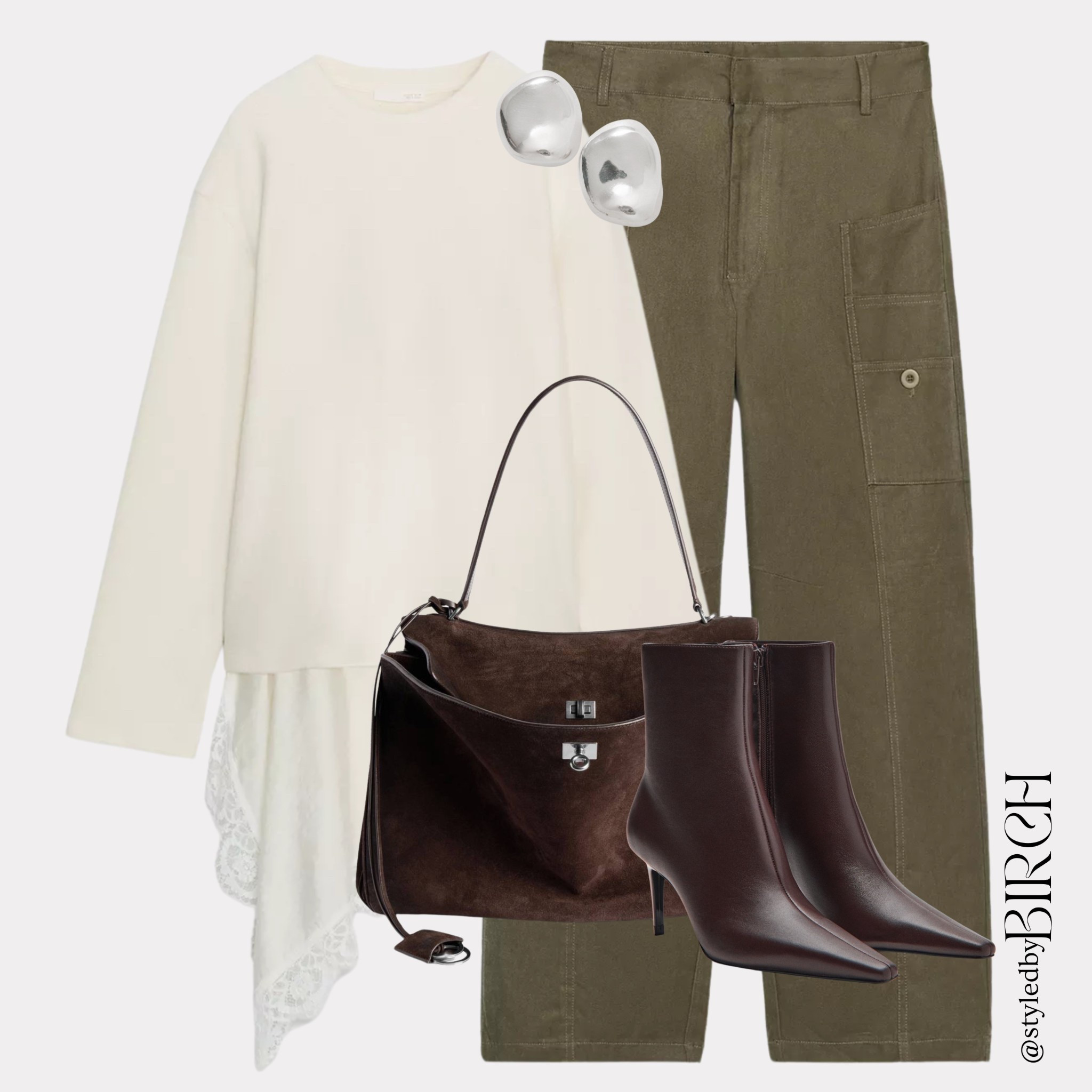 This is a casual weekend outfit I’m loving right now 🤍 I’m obsessed with this two piece top from zara, it’s a recent purchase and I love how easy it is to style and mix and match with so many looks!

layered two piece top with lace hem, Khaki cargo trousers, Dark brown suede shoulder bag, Dark brown pointed toe ankle boots, Silver sculptural earrings

#LTKautumn #LTKcurves #LTKmidsize