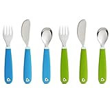 Munchkin Splash Toddler Fork, Knife and Spoon Set, 6 Pack, Blue/Green | Amazon (US)