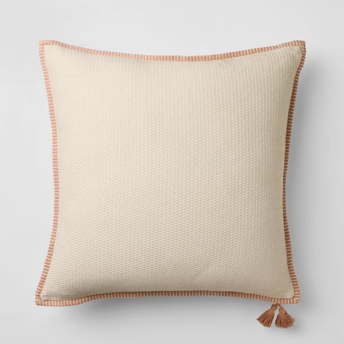 Oversized Square Cotton Linen Texture with Tassel Orange/Cream - Threshold™ designed with Studi... | Target