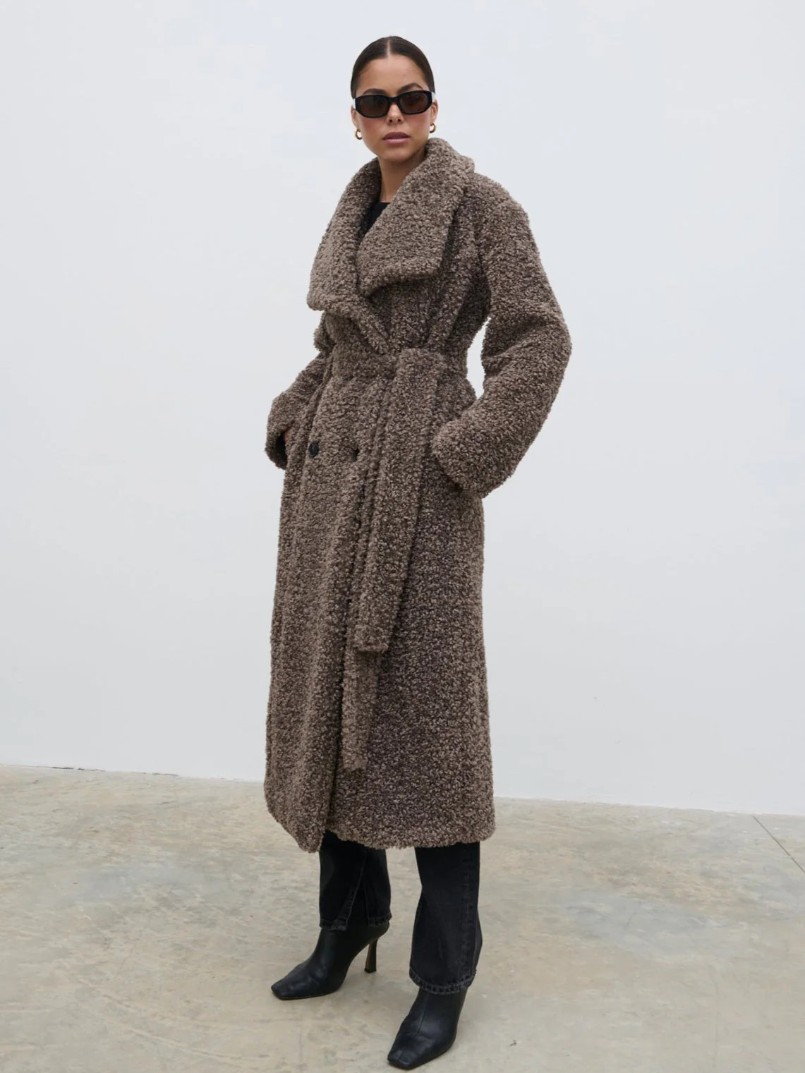 Mahli Shaggy Texture Robe Coat | Pretty Lavish (UK)