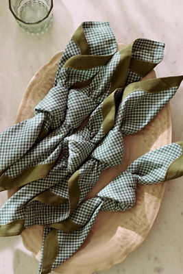 Ruby Scallop-Border Napkins, Set of 4 | Anthropologie (US)