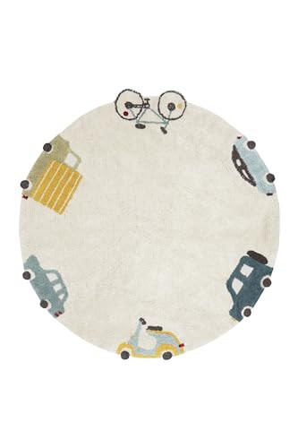 Lorena Canals| Washable Area Rugs for Kids Eco City - Wheels, Handmade in Natural, Ø 4' 7" | Amazon (US)