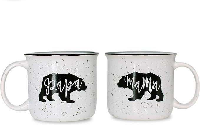 CAM N HONEY Farmhouse Mama Bear & Papa Bear Funny Campfire Couples Coffee Mug Set | 14oz Ceramic ... | Amazon (US)