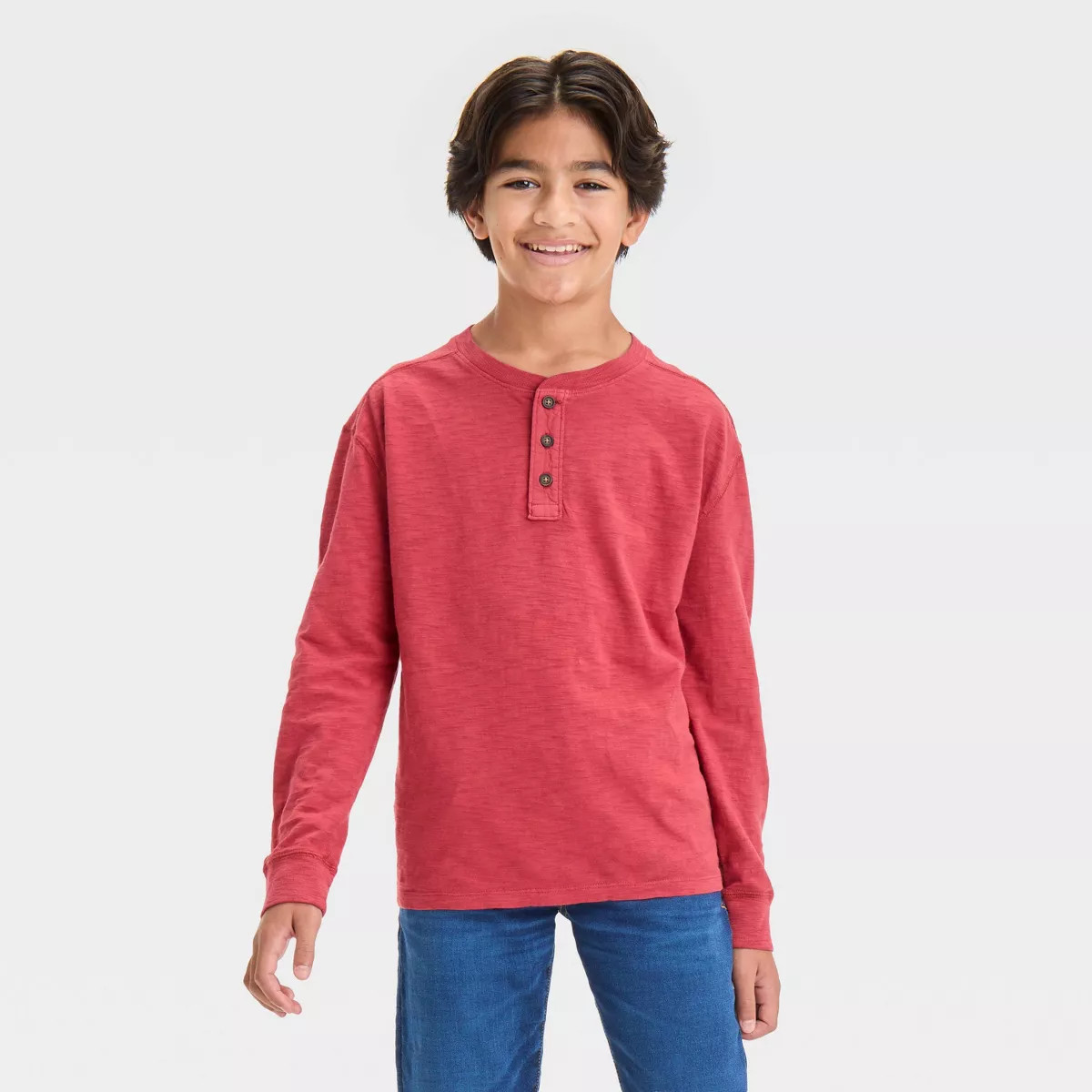Boys' Long Sleeve Henley Shirt - Cat & Jack™ | Target