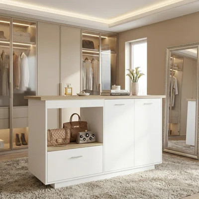 Closet Island With Drawer And Adjustable Shelves | Wayfair North America