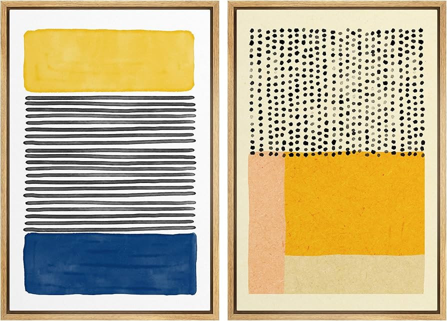 IDEA4WALL Framed Canvas Print Wall Art Yellow, Blue & Orange Color Block Variety Geometric Abstra... | Amazon (US)
