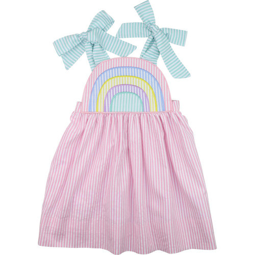 Pink And Green Seersucker Rainbow Dress | Cecil and Lou