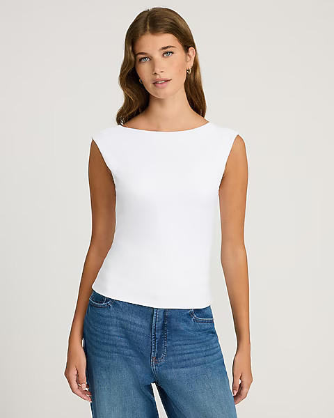 Body Contour High Compression Boat Neck Open Back Tee | Express