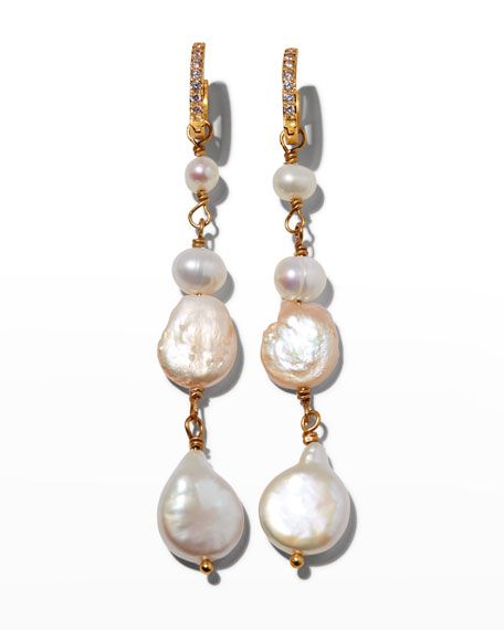 Sequin Beach Regency Pearl Drop Earrings | Neiman Marcus