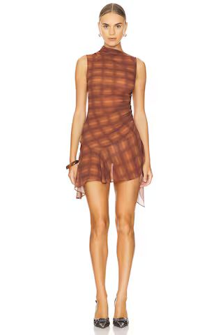 h:ours Amari Mini Dress in Brown Plaid from Revolve.com | Revolve Clothing (Global)