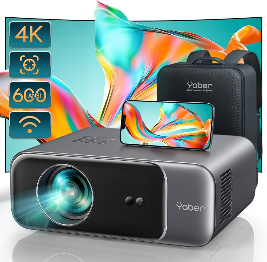 [Auto Focus/4K Support] Projector with WiFi 6 and Bluetooth 5.2, YABER Pro V9 600 ANSI Native 108... | Amazon (US)