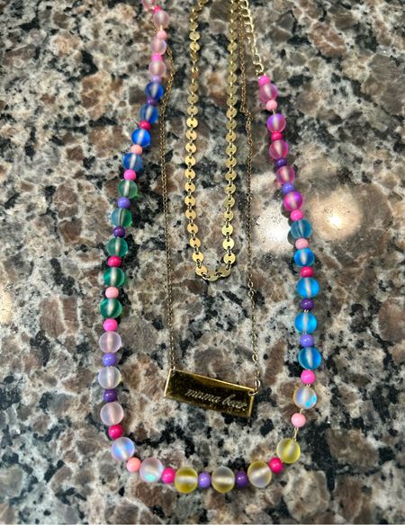 Today’s necklace stack, layered necklaces, mama bear, rainbow beads, glass beads, gold checker, tiny tags, diy necklace

#LTKWorkwear #LTKGiftGuide #LTKStyleTip