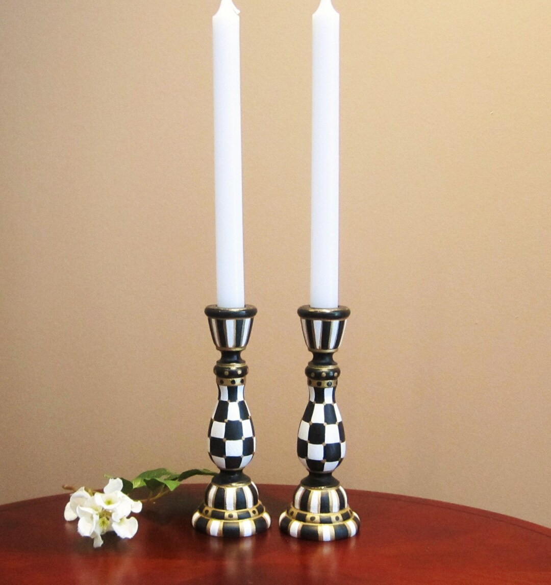 Black White Checkered Candle Holder Table Centerpiece - Etsy | Etsy (US)