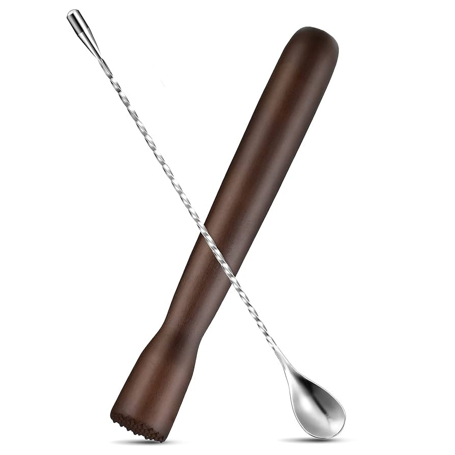 Patelai Wooden Cocktail Drinks Muddler Bar Muddler and 12 Inches Bar Spoon Stainless Steel Shaker... | Amazon (US)