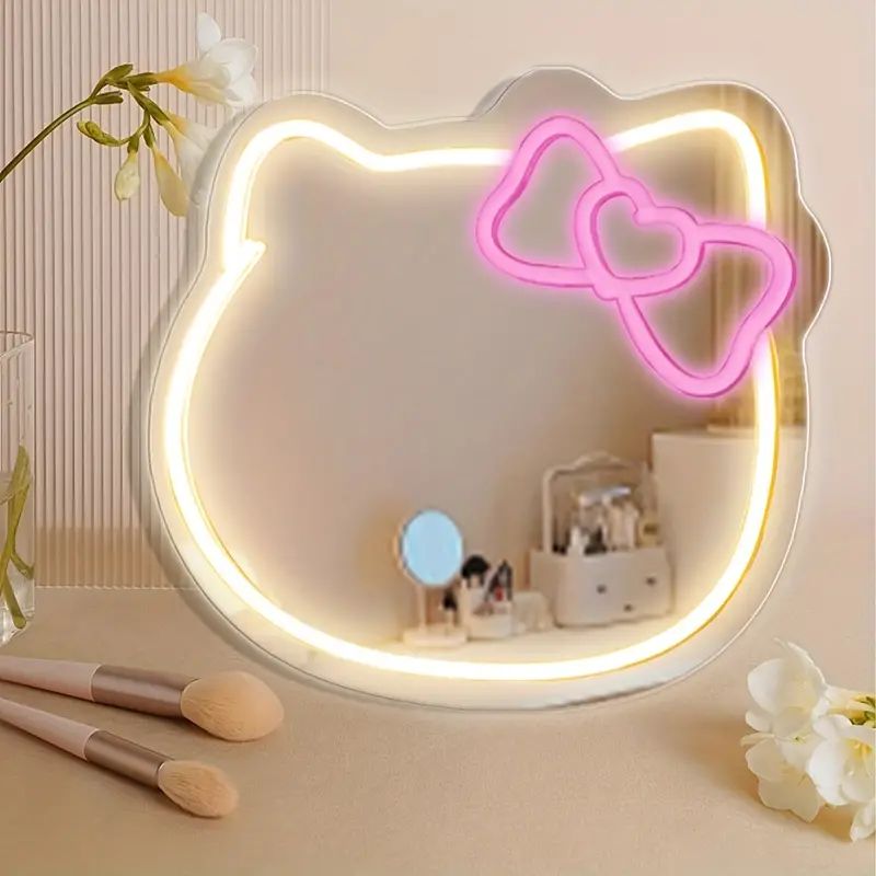 1pc Cute Cat  Neon Sign Anime Cat Mirror Neon Light Sign, For Wall Decoration Bedroom LED Pink Ne... | Temu Affiliate Program