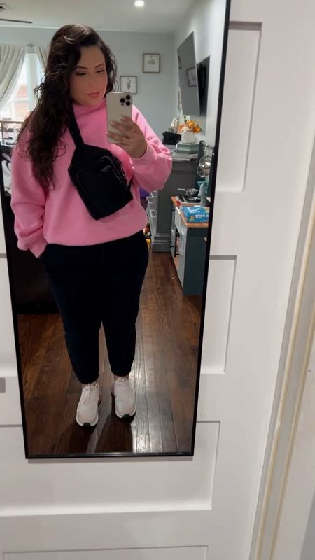 Comfy Running Errands Outfit I’m a medium top and bottom but the sweater is super oversized so you could definitely size down 😊 

#LTKfit #LTKitbag #LTKFind