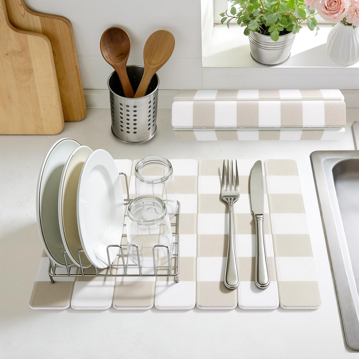 Yamaziot Stone Drying Mat for Kitchen Counter, 16"x12" Small Foldable Ultra Absorbent Stone Dryin... | Amazon (US)