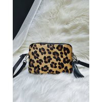 Leopard Print Real Leather Tassel Crossbody Bag/ Shoulder Hair On Hide Bag With Detachable Strap -Silver Hardware | Etsy (UK)