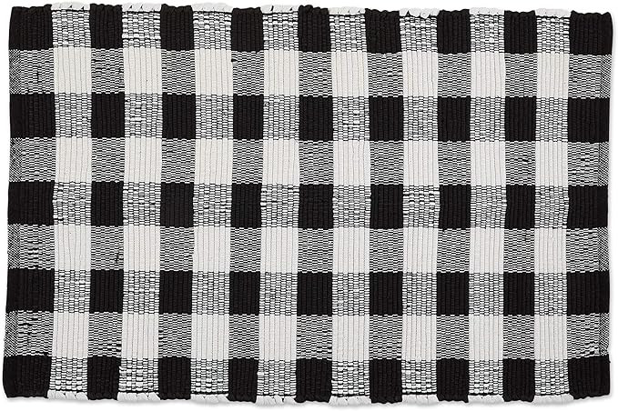 Amazon.com: DII Buffalo Check Rug Collection, Hand Dyed Reversible Chindi Rug, 26x40, Black : Eve... | Amazon (US)