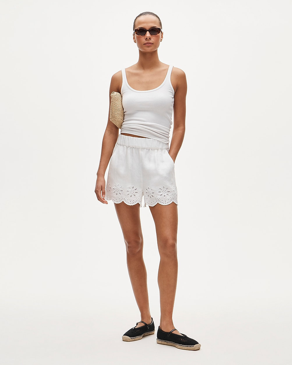 Tropez eyelet short in linen | J. Crew US