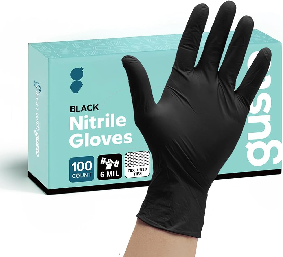 Black Nitrile Disposable Gloves 6 Mil. Extra Strength Latex & Powder Free, Chemical Resistance, Textured Fingertips Gloves | Amazon (CA)