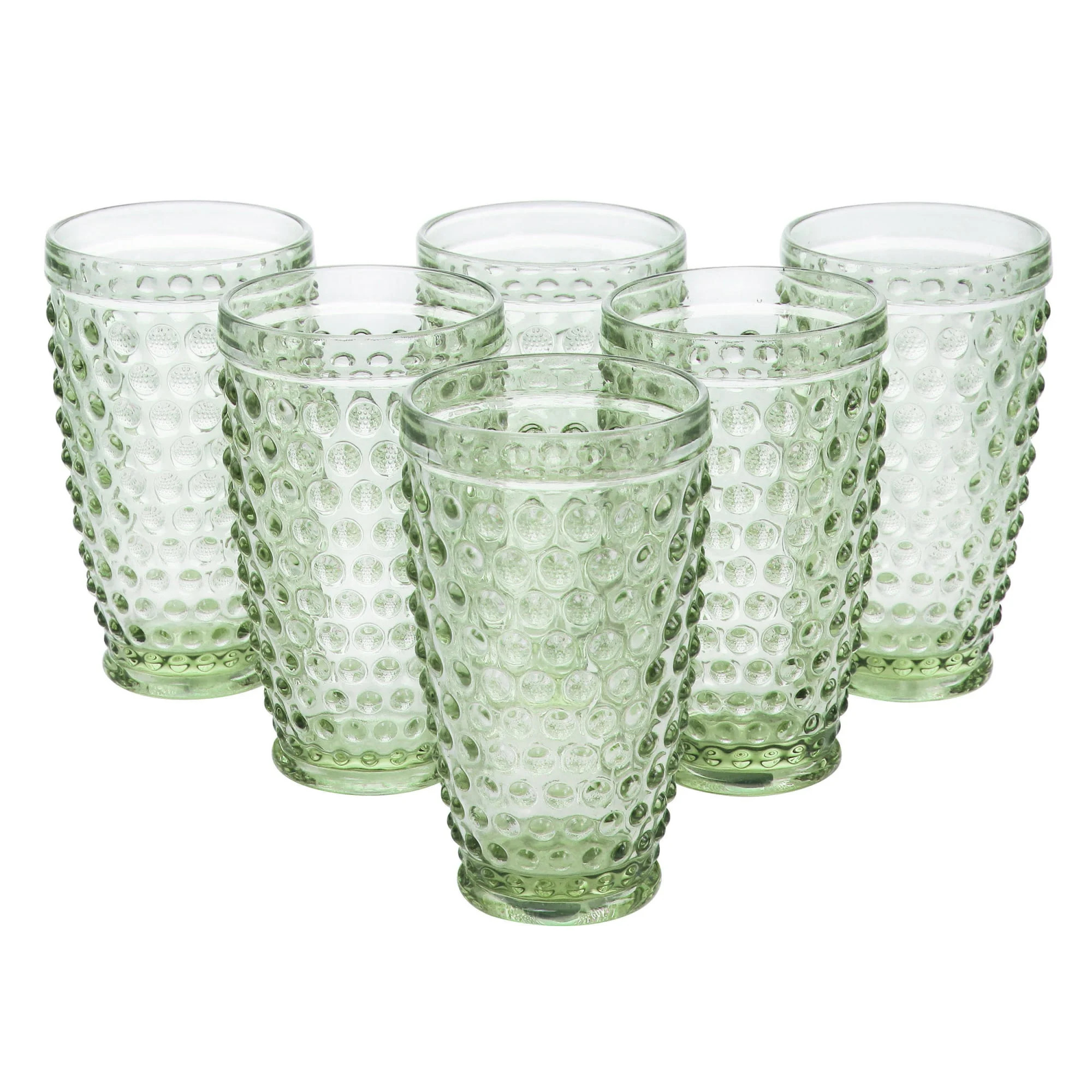 Martha Stewart  6 Piece Hobnail Handmade Glass Tumbler Set in Green - Walmart.com | Walmart (US)