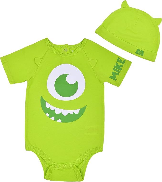 Disney Baby’s Short Sleeve Onesie with Cap, Monsters' Wazowski or SullyCostume, Romper Set | Amazon (US)