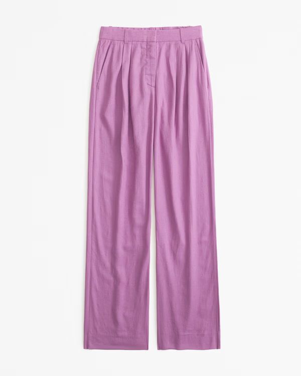 Women's Curve Love A&F Sloane Tailored Linen-Blend Pant | Women's New Arrivals | Abercrombie.com | Abercrombie & Fitch (US)