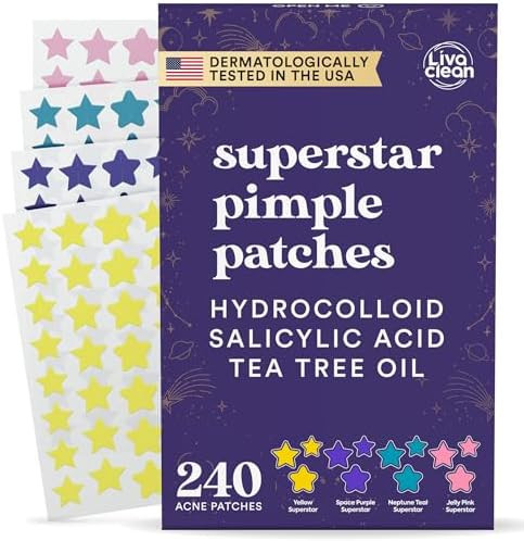 Livaclean Star Pimple Patches for Face w/ Hydrocolloid, Tea Tree oil & Salicylic Acid - Zit Stick... | Amazon (US)