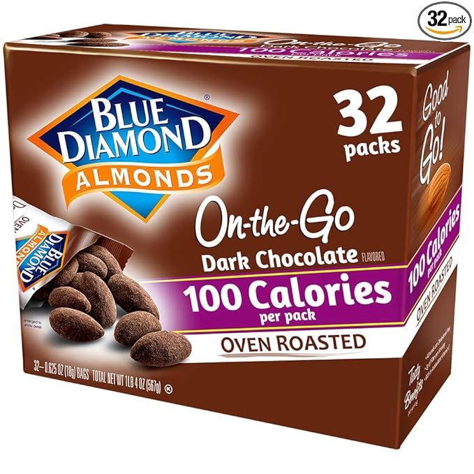 Blue Diamond Almonds, Oven Roasted Cocoa Dusted Almonds, 100 Calorie Packs, 32 Count | Amazon (US)