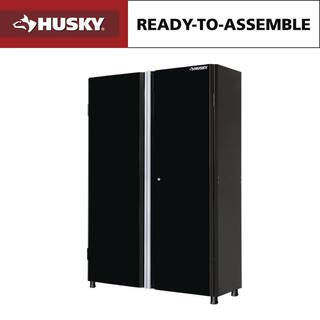 Ready-to-Assemble 48 in. W x 72 in. H x 18.3 in. D 24-Gauge 3-Shelf Steel Freestanding Cabinet in Black | The Home Depot