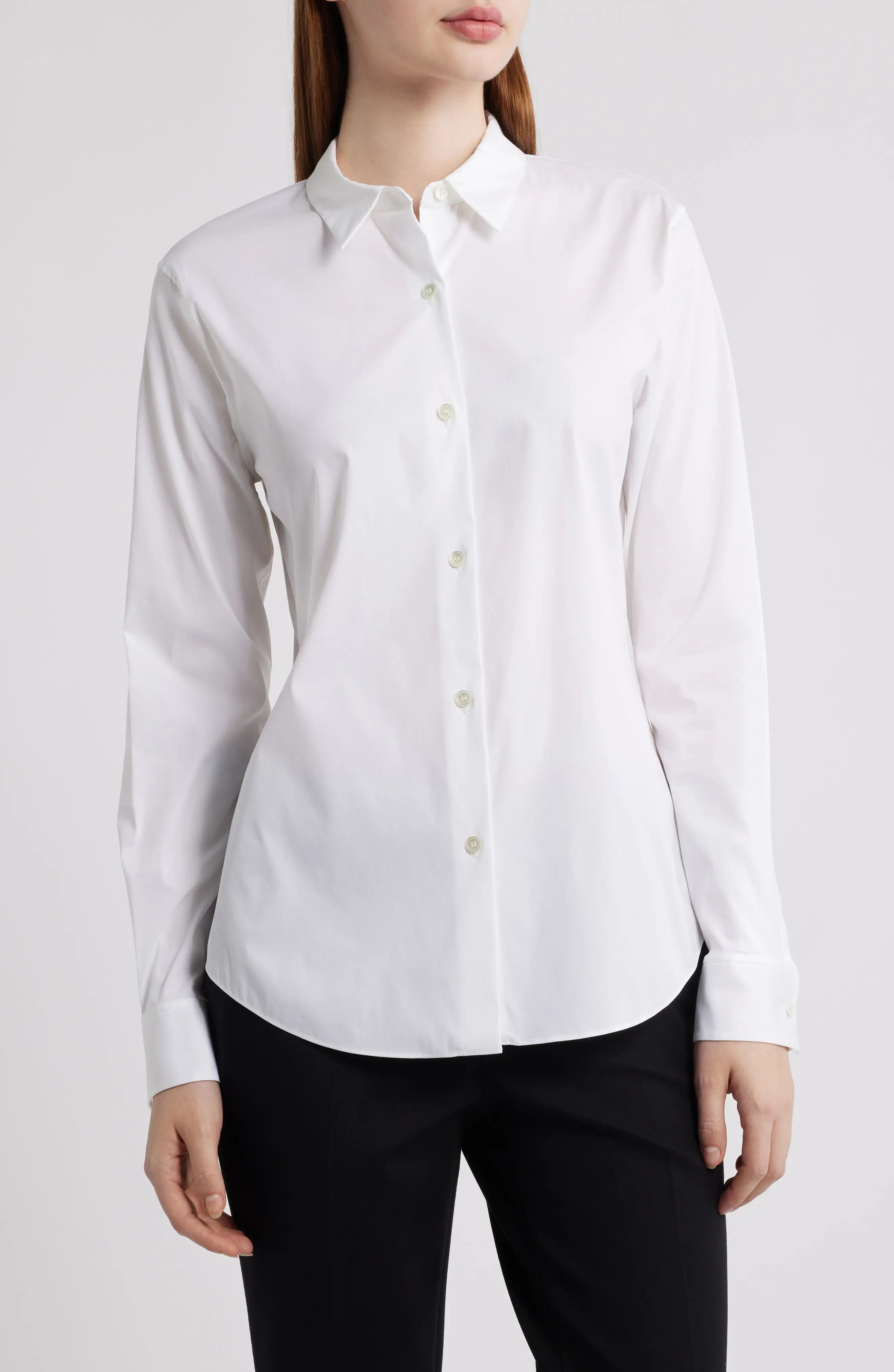 Theory Tenia Cotton Blend Blouse in White at Nordstrom, Size Medium | Nordstrom