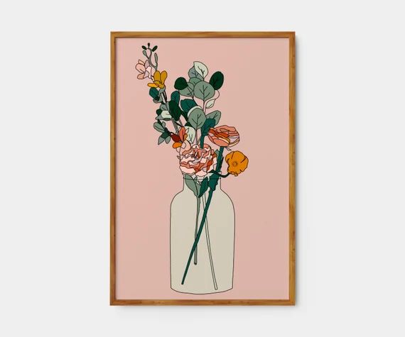 Floral Print, Flower Print, Flower Abstract Art, Boho Print, Botanical Prints, Minimalist Printab... | Etsy (US)
