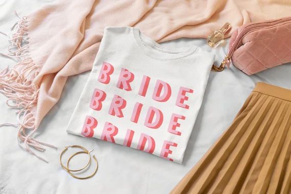 Bride Shirt in Pink and Red  Bachelorette T Shirt  Batch | Etsy | Etsy (US)