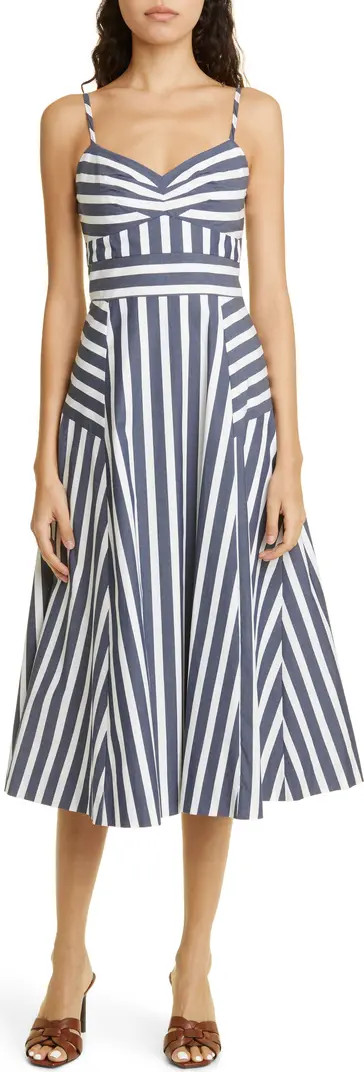 Veronica Beard Blige Directional Stripe Stretch Cotton Dress | Nordstrom | Nordstrom