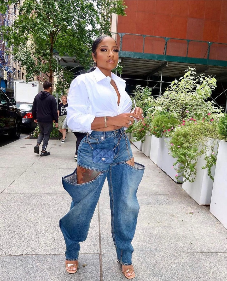 Toya Johnson in Area jeans.