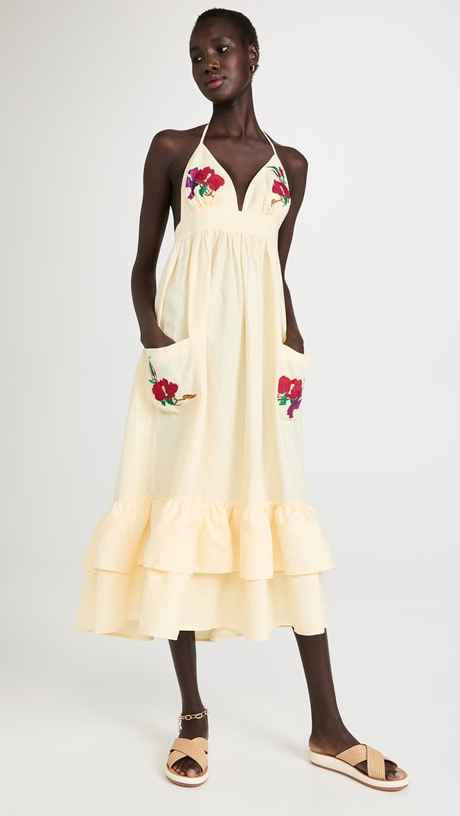 Pamuk Halter Dress Floral Embroidery | Shopbop